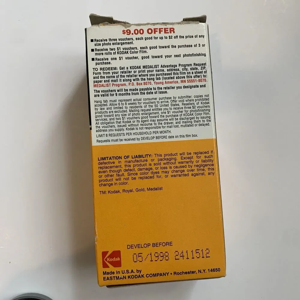 Kodak Royal Gold 200 ISO 35mm Color Film 2- 24 Exp Rolls EXPIRED 05/1998 OPEN